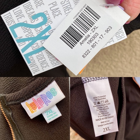 NEW! LuLaRoe Amelia Black Dress with Pockets 2XL - Picture 6 of 7